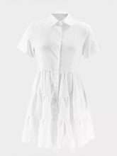 Indiebeautie Short-Sleeve Ruffle Shirt Dress